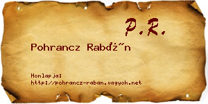 Pohrancz Rabán névjegykártya